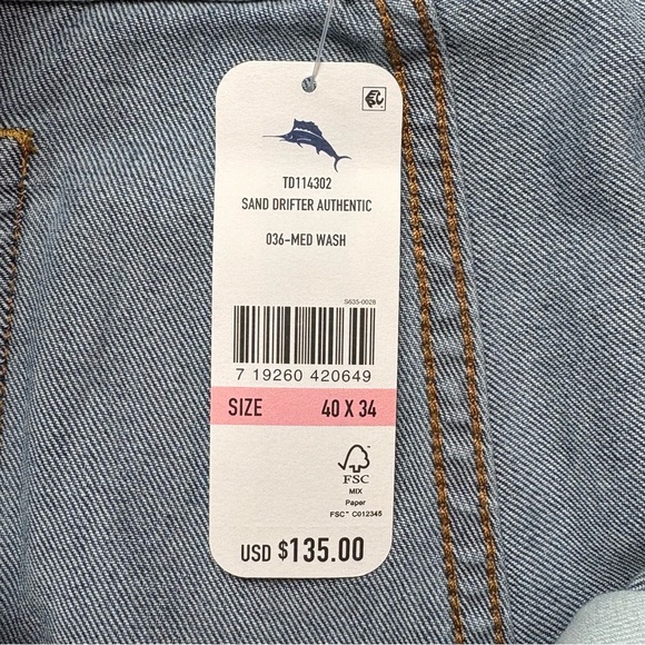 NEW Tommy Bahama Sand Drifter Authentic Jeans Size 40x34 Straight Leg Med Wash - Picture 11 of 11